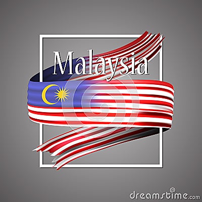 Malaysia flag. Official national colors. Malaysian 3d realistic stripe ribbon. Vector icon sign background. Vector Illustration