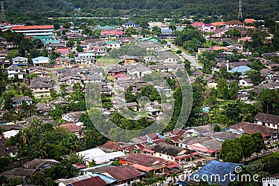 Malaysia,Johor Bahru-17 NOV 2018:Johor bahru old town village residential area aerial view Editorial Stock Photo