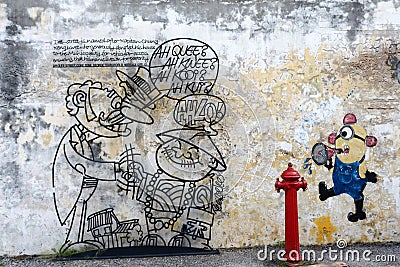 Malaysia - July 19 : street art in Penang, Malaysia on July 19, Editorial Stock Photo
