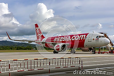 Airplane preparation to fly in Langkawi island Editorial Stock Photo