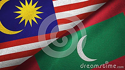 Malaysia and Maldives two flags textile cloth, fabric texture Stock Photo