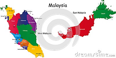 Malaysia map Cartoon Illustration