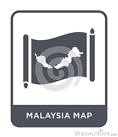 malaysia map icon in trendy design style. malaysia map icon isolated on white background. malaysia map vector icon simple and Vector Illustration