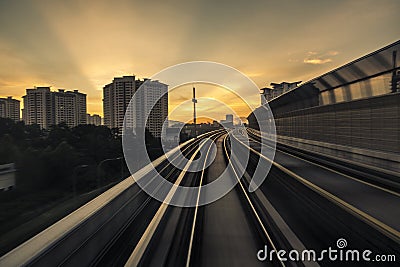 MRT - Mass Rapid Transit in Malaysia. Lightrail, economic. Stock Photo