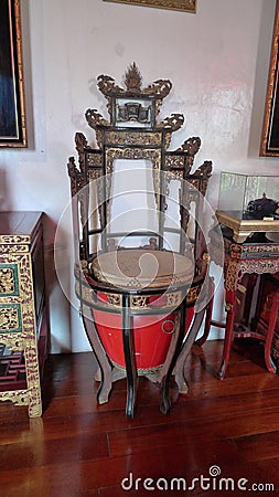 Malaysia Penang Vintage Ancient Antique Chinese Furniture Nonya Green House Pinang Peranakan Mansion Editorial Stock Photo