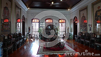 Malaysia Penang Vintage Ancient Antique Chinese Furniture Nonya Green House Pinang Peranakan Mansion Editorial Stock Photo