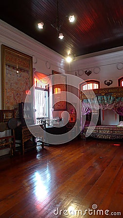 Malaysia Penang Vintage Ancient Antique Chinese Furniture Nonya Green House Pinang Peranakan Mansion Editorial Stock Photo