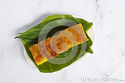 Malaysia popular and traditional snack. Kuih Bingka Ubi or Bake Tapioca Cake Stock Photo