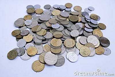 Malaysian coins over white background Stock Photo