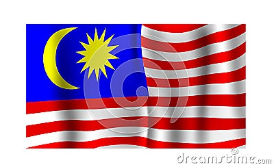 Malaysian flag in fabric. 31 August Malaysia Independence Day Vector Illustration