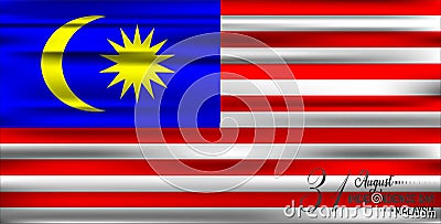 Malaysian flag in fabric. 31 August Malaysia Independence Day Vector Illustration