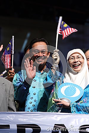 Malaysian politician Anwar Ibrahim waving Editorial Stock Photo