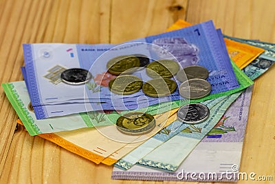 Malaysian ringgit banknotes background Stock Photo