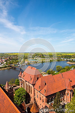 Malbork, Marienburg, the biggest medieval gothic castle of the Order of Teutonic Knights Ordensritter in Poland Editorial Stock Photo