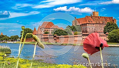 Malbork, Marienburg, the biggest medieval gothic castle of the Order of Teutonic Knights. Landmark, german architecture in Poland. Editorial Stock Photo