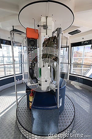 Malcesine, Italy - January 18, 2016: Cabin of the cableway Malcesine - Mount Baldo stop at the top station. Editorial Stock Photo