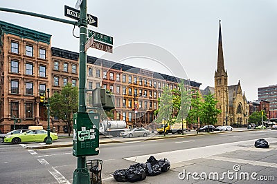 Malcolm X boulevard in Harlem, New York City, USA Stock Photo
