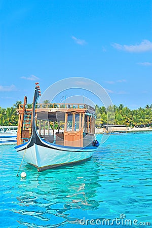 Maldive traditional fishing boat Stock Photo