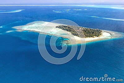 Maldives island vacation paradise sea panorama copyspace Embudu Stock Photo