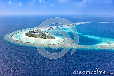 Maldives island vacation sea panorama copyspace Halaveli Resort Stock Photo