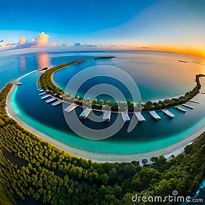 Birdeye view of Maldives landscape Stock Photo