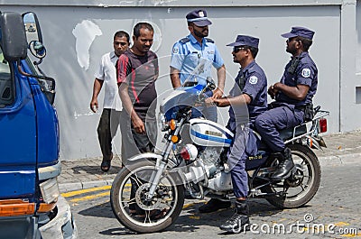 Maldivian officers arrived to accident area Editorial Stock Photo