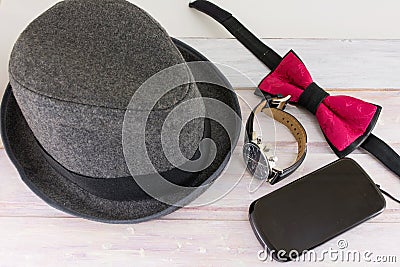 Male accessories possible combinations Stock Photo