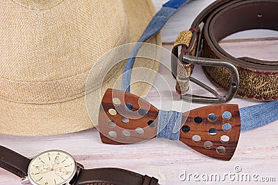 Male accessories possible combinations Stock Photo