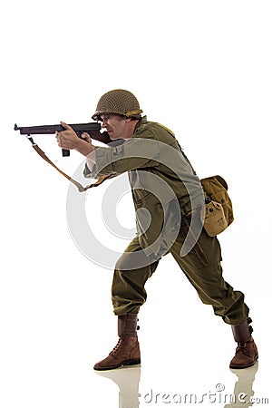 Male actor in military uniform of an American Marine of the Second World War period Stock Photo