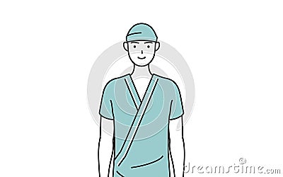 Male admitted patient in hospital gown with a smile facing forward Stock Photo