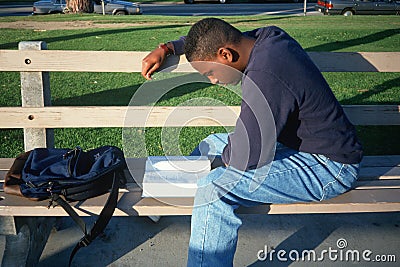 Male African American student studying Editorial Stock Photo