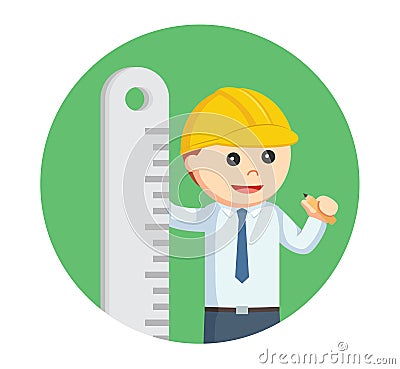 Male architect holding a pencil Vector Illustration