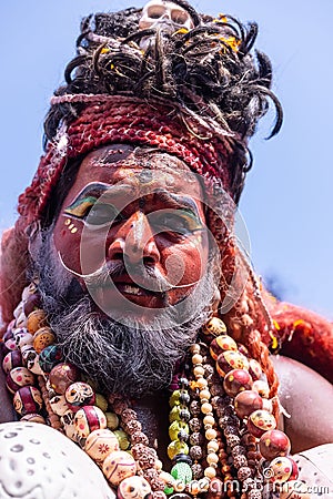 Male artist as lord shiva during masan holi in varanasi Editorial Stock Photo