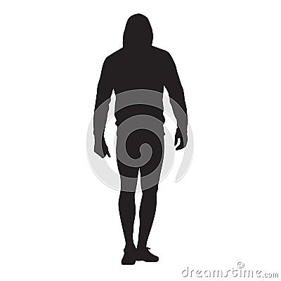 Male athlete goes in a hooded sweatshirt Vector Illustration