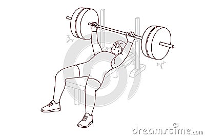 Male athlete lift barbell Vector Illustration