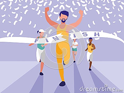Male athletics race avatar character Vector Illustration