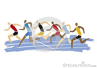 Male athletics runners,running race. Vector Illustration