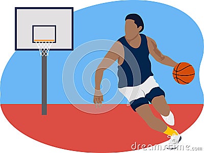 Male basketball player beautiful illustration. Vector Illustration
