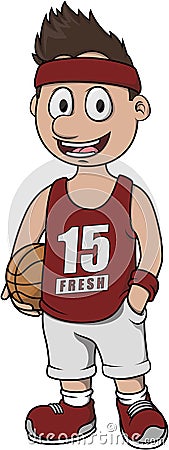 Male Basketball Player Cartoon Color Illustration Vector Illustration