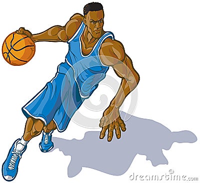 Male Basketball Player Dribbling Ball Vector Illustration Vector Illustration