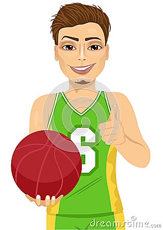 Male basketball player holding ball Vector Illustration