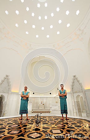 Male bath attendants in a Turkish bath Editorial Stock Photo