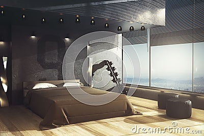 Male bedroom, comfortable concept Stock Photo