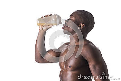 Male black bodybuilder wearing white tanktop Stock Photo