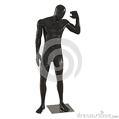 Male black faceless mannequin with raised hand on isolated background. 3d rendering Stock Photo