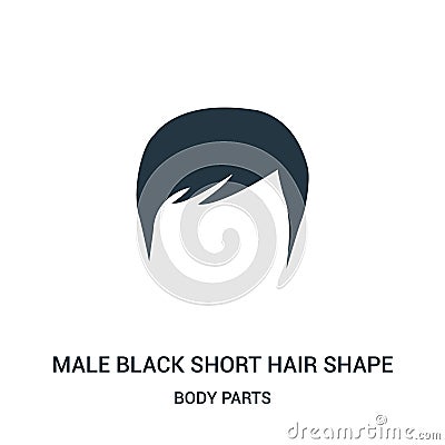 male black short hair shape silhouette icon vector from body parts collection. Thin line male black short hair shape silhouette Vector Illustration