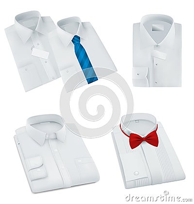 Male blank folded shirts set Vector Illustration