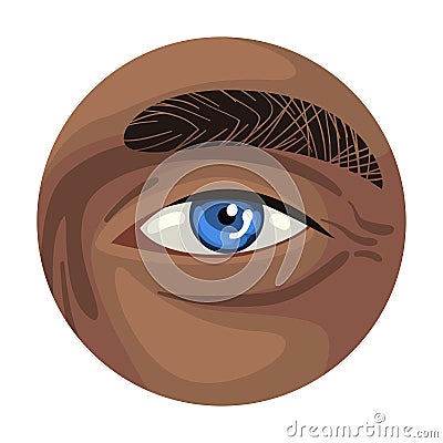 Male Blue Eye in the Circle, Part of Human Body Vector Illustration Vector Illustration