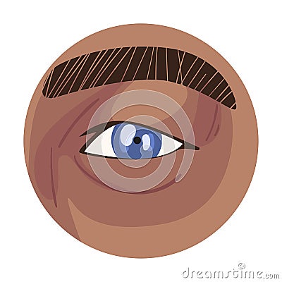 Male Blue Eye in the Circle, Part of Human Face Vector Illustration Vector Illustration