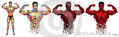 Male Bodybuilder Full Body in Colorful Polygonal Graphic style Vector Illustration